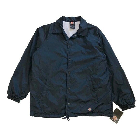 DICKIES SNAP FRONT NYLON JACKET MEDIUM M LARGE L BLUE WINDBREAKER COACHES BNWT! - Picture 1 of 3